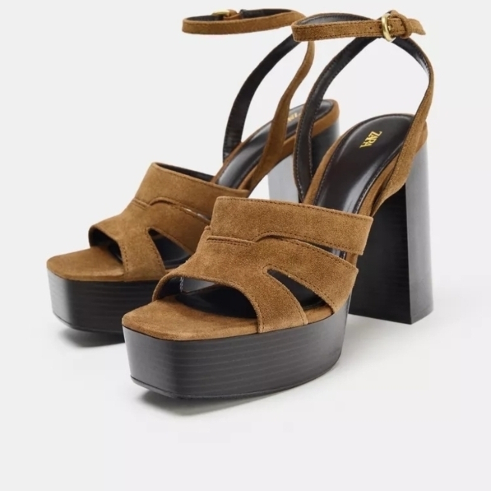 Zara Women's Tan Platform Heels